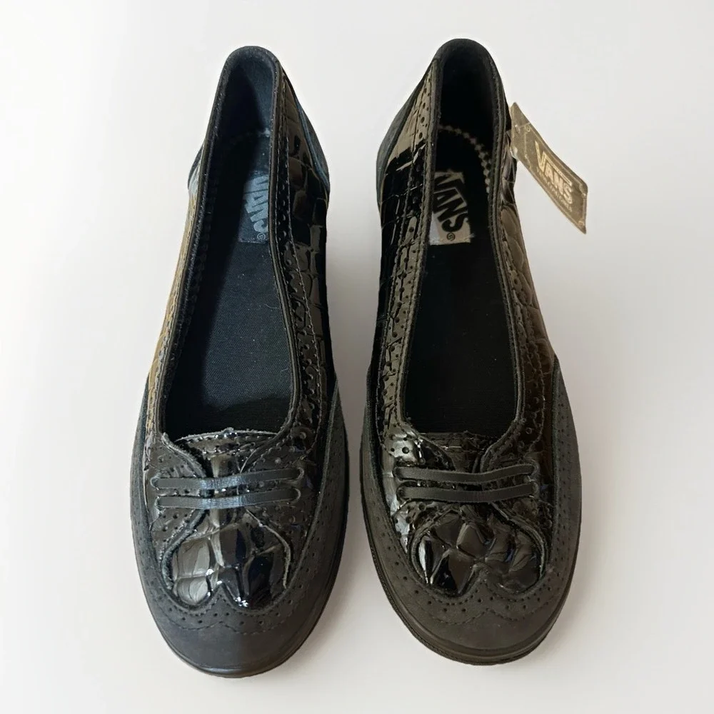 VANS Cassie Patent Leather Croc Black Women's‎ Size 5 NEW!